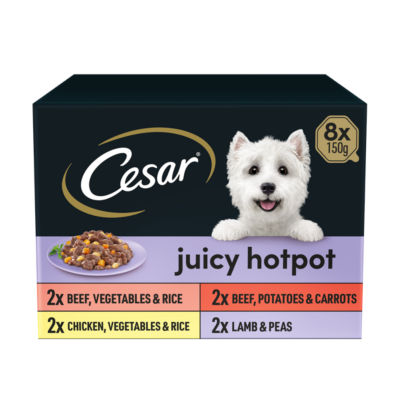 Cesar ® Juicy Hotpot Adult Wet Dog Food Trays Mixed in Gravy 8 x 150g