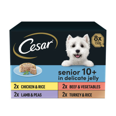 Cesar ® Senior Wet Dog Food Trays Meat in Delicate Jelly 8 x 150g
