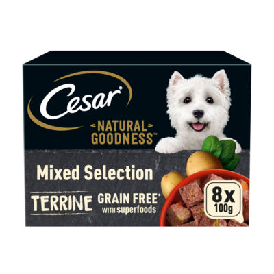 Cesar Natural Goodness Grain Free Adult Wet Dog Food Mix Terrine 8x100g Tray