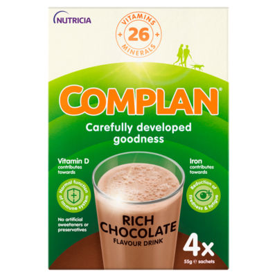 Complan Nutritional Drink Mix - Rich Chocolate Sachet 4 x 55g