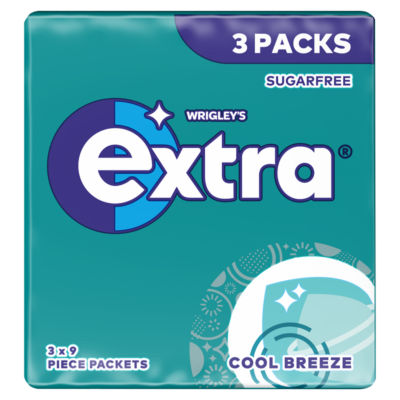 Wrigley's Extra Cool Breeze Sugarfree Chewing Gum Multipack 3x9 Pieces