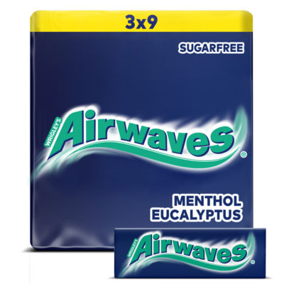 Airwaves Menthol & Eucalyptus flavour Sugar Free Chewing Gum Multipack 3 x 9 Pieces