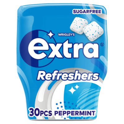 Wrigleys Refreshers Peppermint Sugarfree Chewing Gum Bottle 30 Pieces