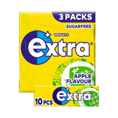 Extra Apple Flavour Sugarfree Chewing Gum Multipack 3x10 Pieces