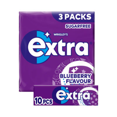 Extra Blueberry Flavour Sugarfree Chewing Gum Multipack 3x10 Pieces