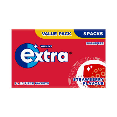 Wrigleys Extra Strawberry Flavour Sugarfree Chewing Gum 5 x 10 Pieces 70g