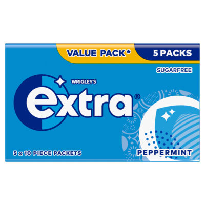 Wrigleys Extra Peppermint Sugarfree Chewing Gum 5 x 10 Pieces 70g