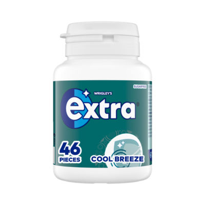 Wrigleys Extra Cool Breeze Flavour Sugarfree Chewing Gum Bottle 46 Pieces 64g