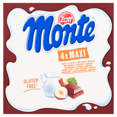 Zott Monte 4 Maxi Milk Dessert & Chocolate + Hazelnut 4 x 100g (400g)