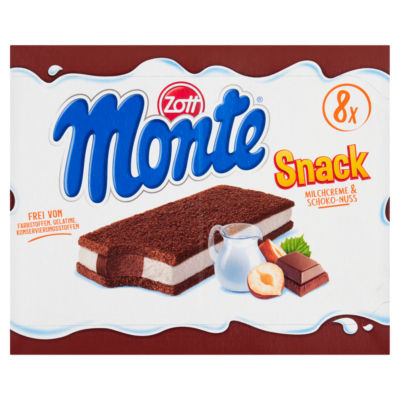 Zott Snack Sponge Cake with a Creamy Filling of Milk, Chocolate and Hazelnuts 8 x 29g (232g)