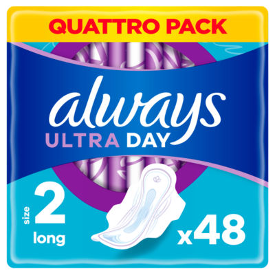 Always Ultra Day Sanitary Towels Long (Size 2) With Wings 48 Pads