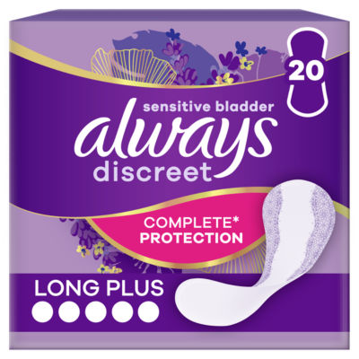 Always Incontinence Liners Long Plus 20 Panty Liners