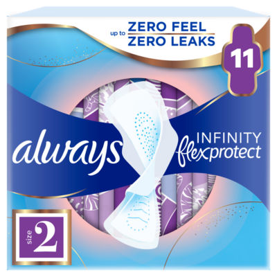 Always Infinity Flex Protect Long Size 2 Sanitary Towels With Wings