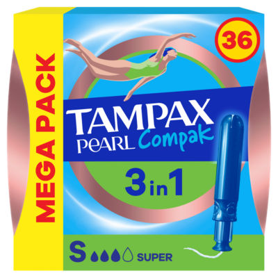 Tampax Pearl Compak Super Tampons With Applicator x36