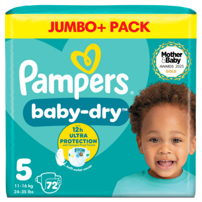 Pampers Baby Dry Size 5 Jumbo+ Pack 72 Nappies