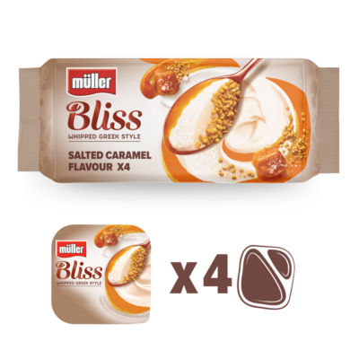 Muller Corner Bliss Bliss Whipped Greek Style Salted Caramel Cheesecake Yogurts