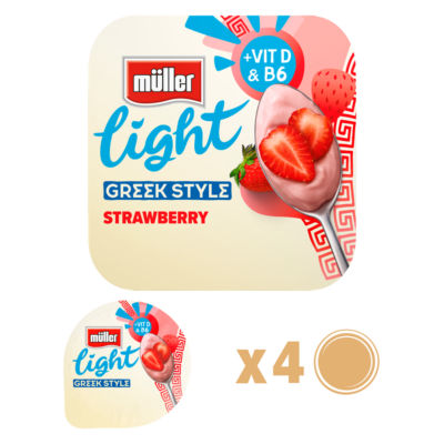 Muller Light Greek Style Strawberry Yogurt 4 X 115G
