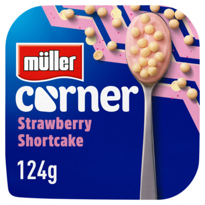 Muller Corner Strawberry Yogurt With White Chocolate Shortcake Balls 124G