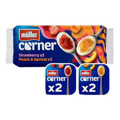 Muller Corner Corner Strawberry and Peach Apricot Yogurts