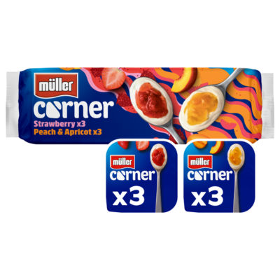 Muller Corner Yogurts - Strawberry, Peach & Apricot 6 x 136g