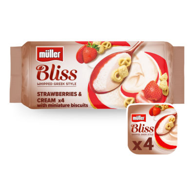 Muller Bliss Whipped Greek Style Yogurt Strawberries & Cream 4x100g