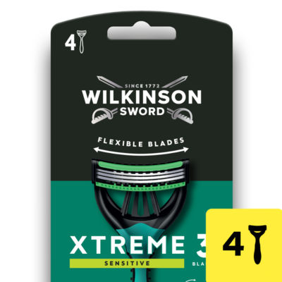 Wilkinson Sword Men's Xtreme 3 Comfort Plus Sensitive Disposable Razors - 4 Pack in Black