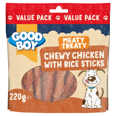 Good Boy Meaty Treaty Chewy Chicken with Rice Sticks 220g