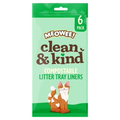 MEOWEE ! Clean & Kind Compostable Cat Litter Tray Liners 6 Pack