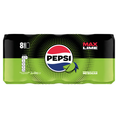 Pepsi Max Lime No Sugar Cola Cans 8x330ml