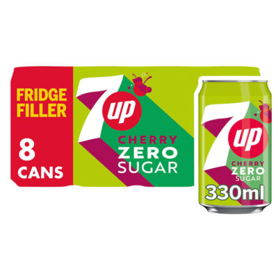 7UP Zero Sugar Free Cherry Cans 8 x 330ml