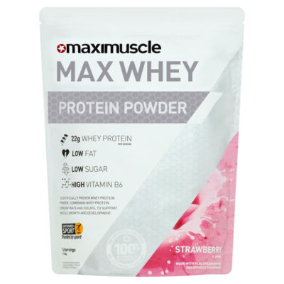 MaxiMuscle Max Whey Protein Powder Strawberry Flavour