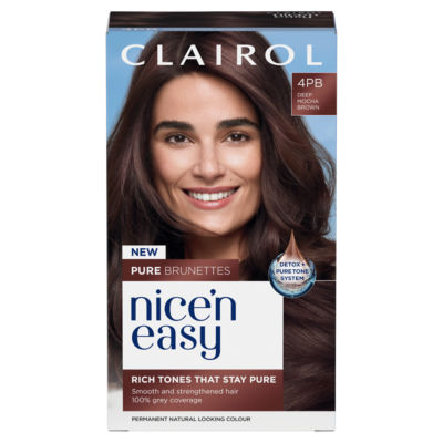 Clairol Nice'N Easy Crème Pure Brunettes Permanent Hair Dye Kit - 4PB Deep Mocha Brown
