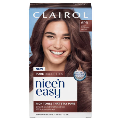 Clairol Nice'N Easy Crème Pure Brunettes Permanent Hair Dye Kit - 6PB Light Hazelnut Brown