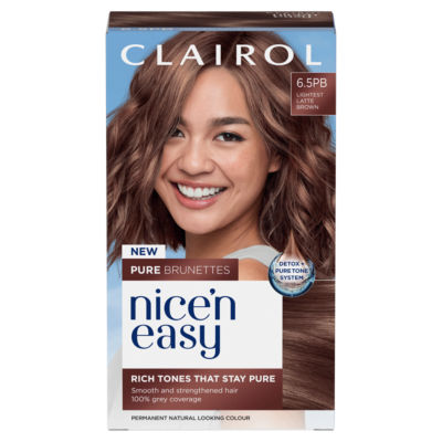 Clairol Nice'N Easy Crème Pure Brunettes Permanent Hair Dye Kit - 6.5PB Lightest Latte Brown