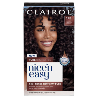 Clairol Nice'N Easy Crème Pure Brunettes Permanent Hair Dye Kit - 3PB Deepest Espresso Brown