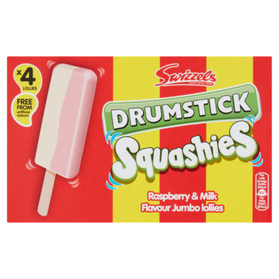 Swizzels Drumstick Squashies Raspberries & Milk Flavour Jumbo Lollies 4 ...