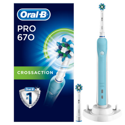 Oral-B PRO 670 3D Cross Action Rechargeable Electric Toothbrush Plus Heads