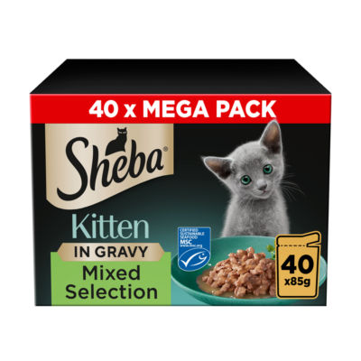 Sheba ® Mixed Selection Kitten Wet Cat Food in Gravy 40 x 85g Pouch ...