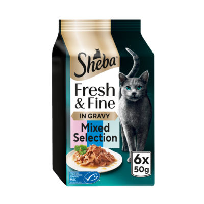 Sheba Fresh & Fine Wet Cat Food Pouches Salmon & Tuna in Gravy