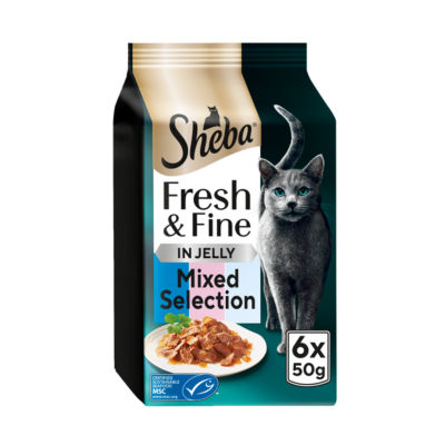 Sheba ® Fresh & Fine Adult Wet Cat Food Tuna & Salmon in Jelly 6x50g Pouches