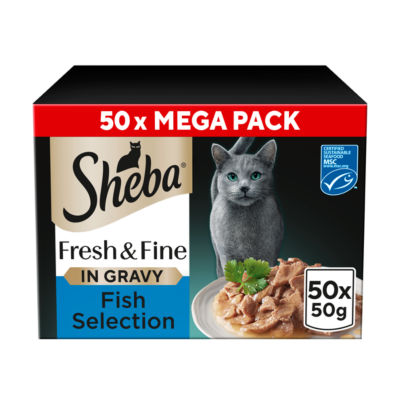 Sheba Fresh & Fine Cat Pouches Fish collection in Gravy 50x50g