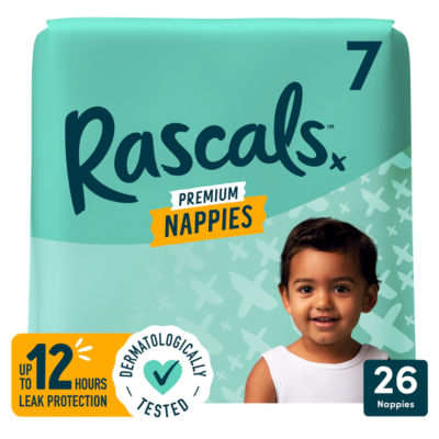 RASCALS Premium Nappies 26 Unisex Nappies 7 17+ kg - ASDA Groceries