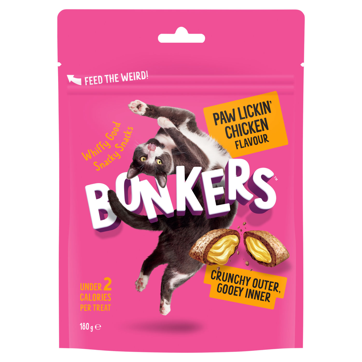 Bonkers Crunchy Soft Cat Treats Paw Lickin' Chicken 180g