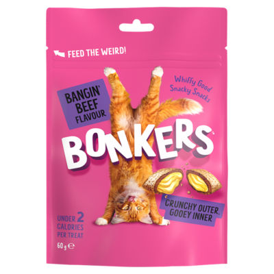 Bonkers Cat Treats Dry Bangin' Beef Flavour 2.1 oz / 60 g