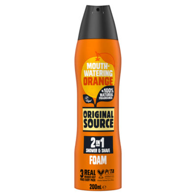 Original Source 2IN1 SHOWER & SHAVE FOAM MOUTH-WATERING ORANGE 200ML