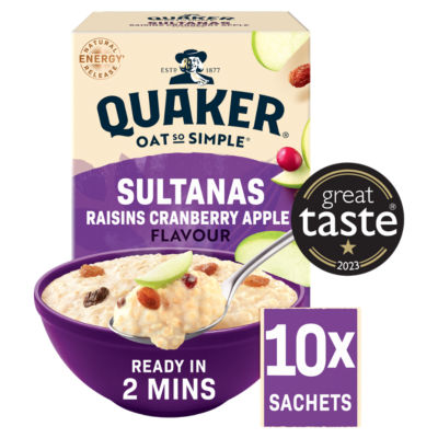 Quaker Oat So Simple Sultanas & Raisins Porridge Sachets 10X38.5g