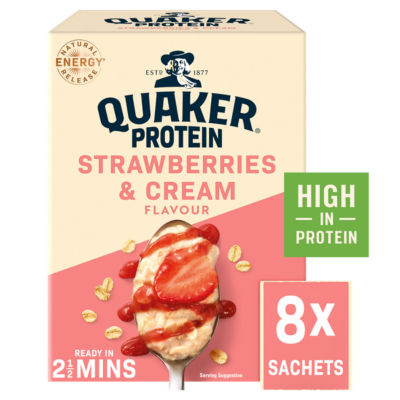 Quaker Protein Porridge Sachets - Strawberries & Cream 8x42g