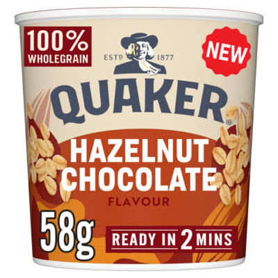 Quaker oats hazelnut chocolate porridge pot