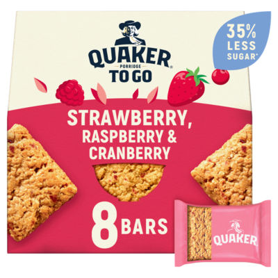 Quaker Porridge To Go Mixed Berries Breakfast Bars 8x55g