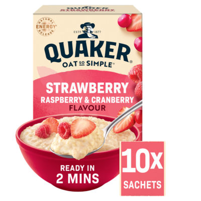 Quaker Oat So Simple Strawberry, Raspberry & Cranberry Porridge Sachets 10x33.9g